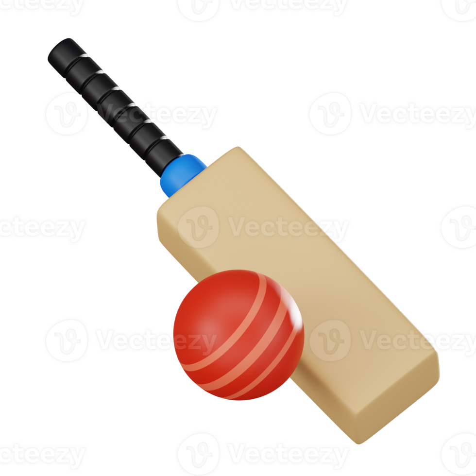 Cricket Bat and Ball for Sporting Projects. 3D Render png
