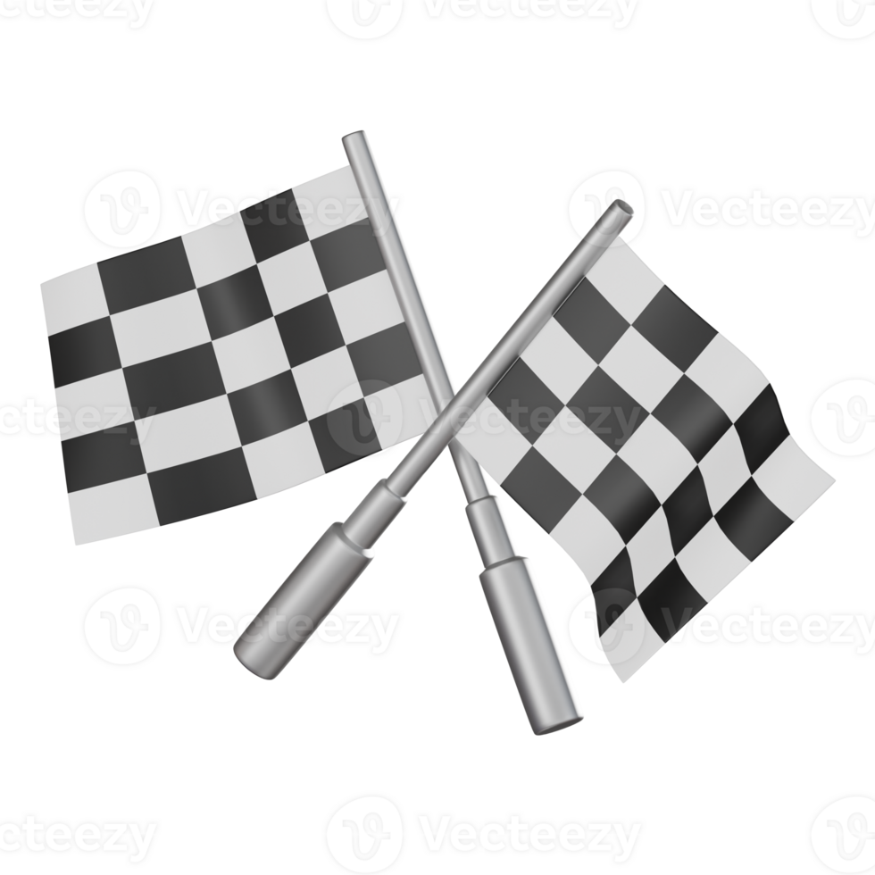 Checkered Glory Sporty of Racing Flag. 3d Render png