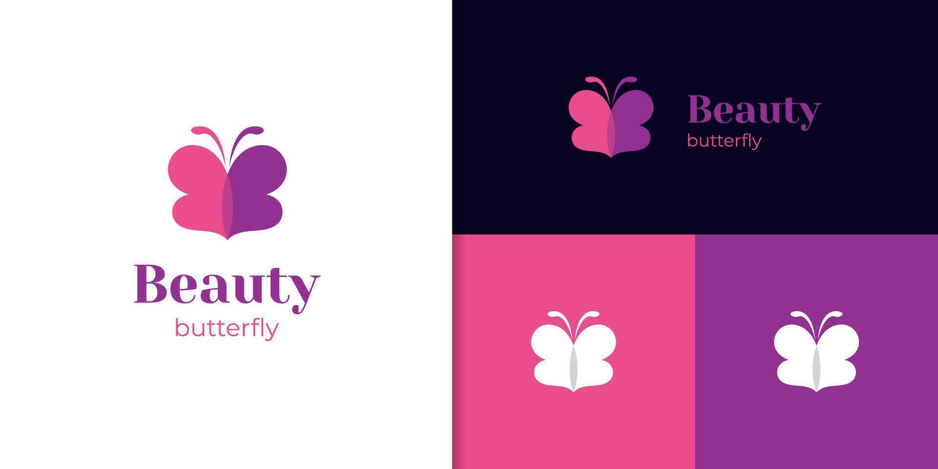 love Butterfly logo with hearth graphic shape. Dating website logo elements vector