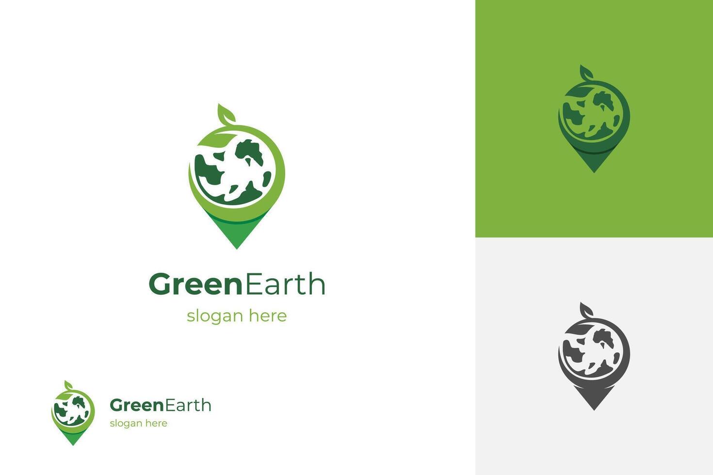 nature green earth leaf logo icon design with pin map graphic element, symbol, sign for green Earth Day place concept logo template vector