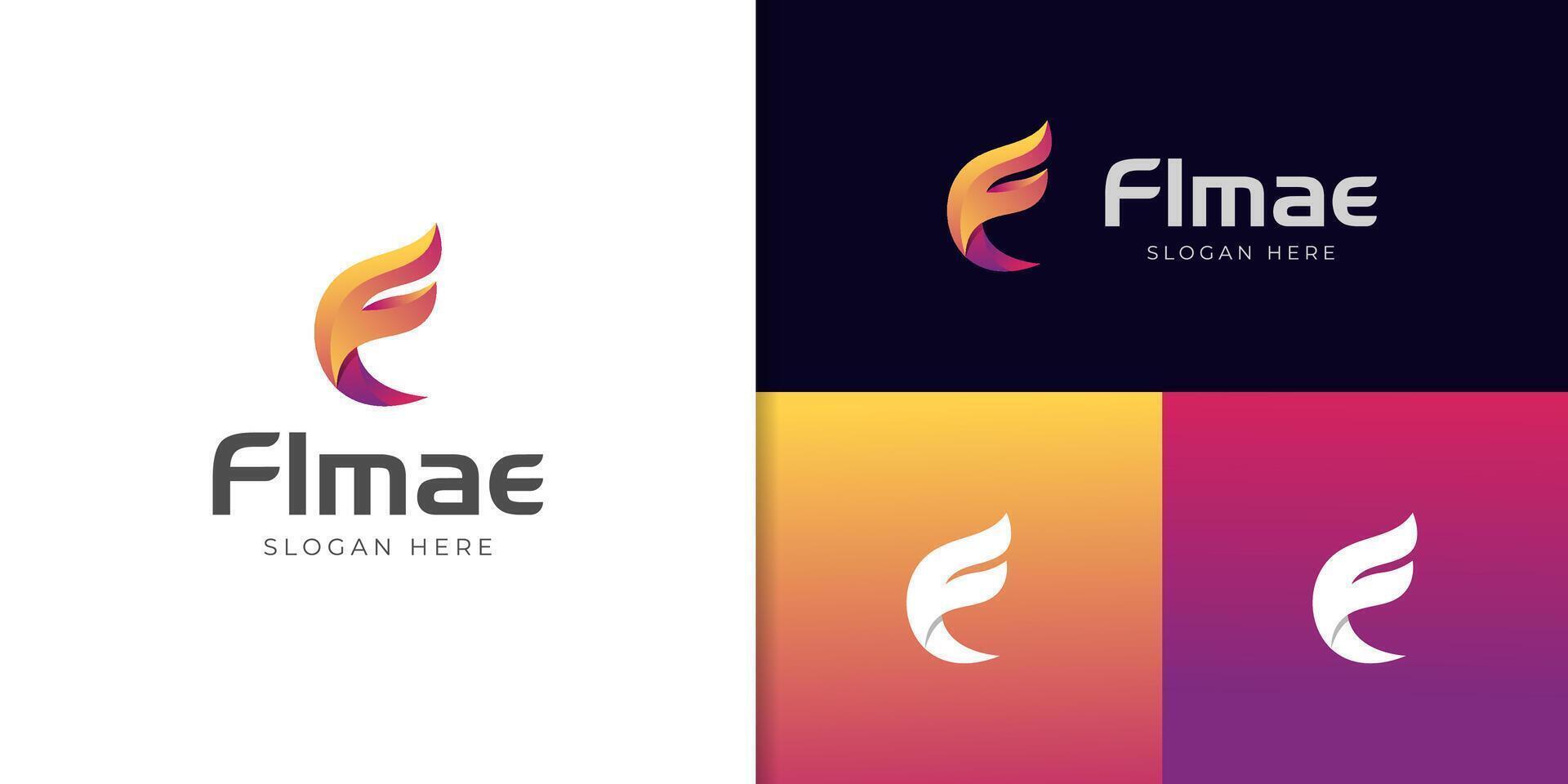 Letter F Flame Logo icon Design. abstract Fire and f letter concept idea logo elements vector