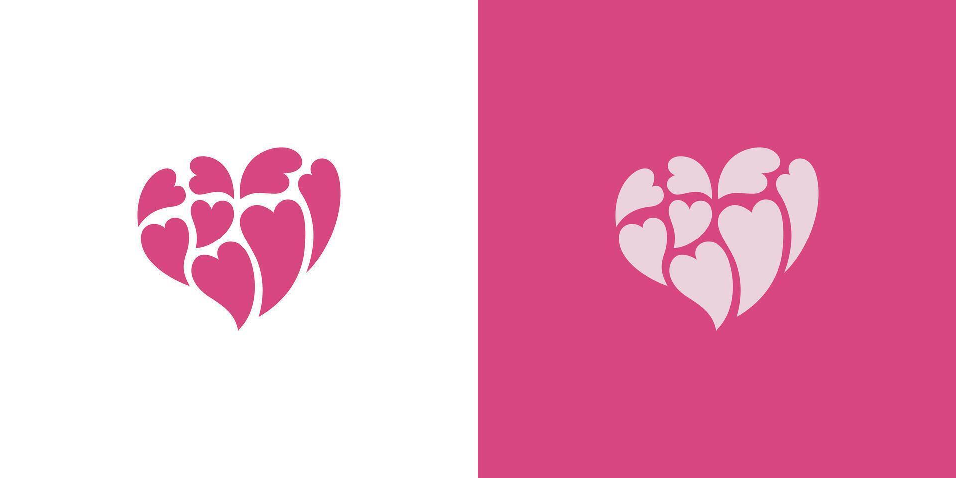 abstract hearts in the shape of a heart pink icon logo. group of hearts element design concept vector
