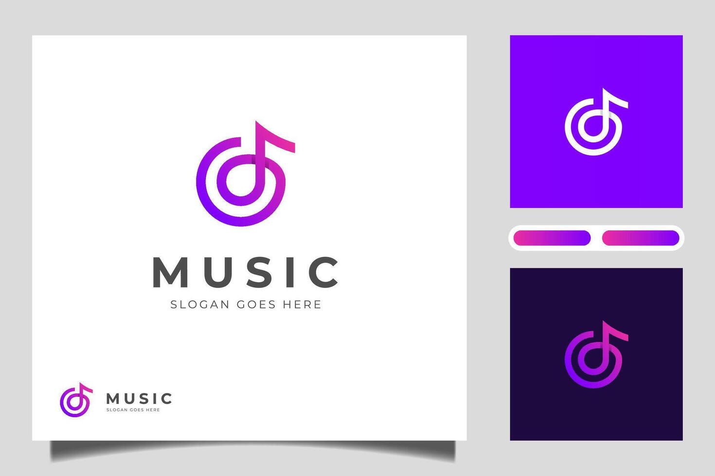 letter d music note line logo icon design with circle shape. simple song audio, melody signs vector
