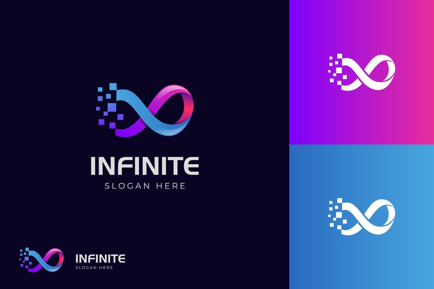 Digital infinite logo icon design, abstract loop wave graphic element symbol, sign for media pixel technology logo template vector