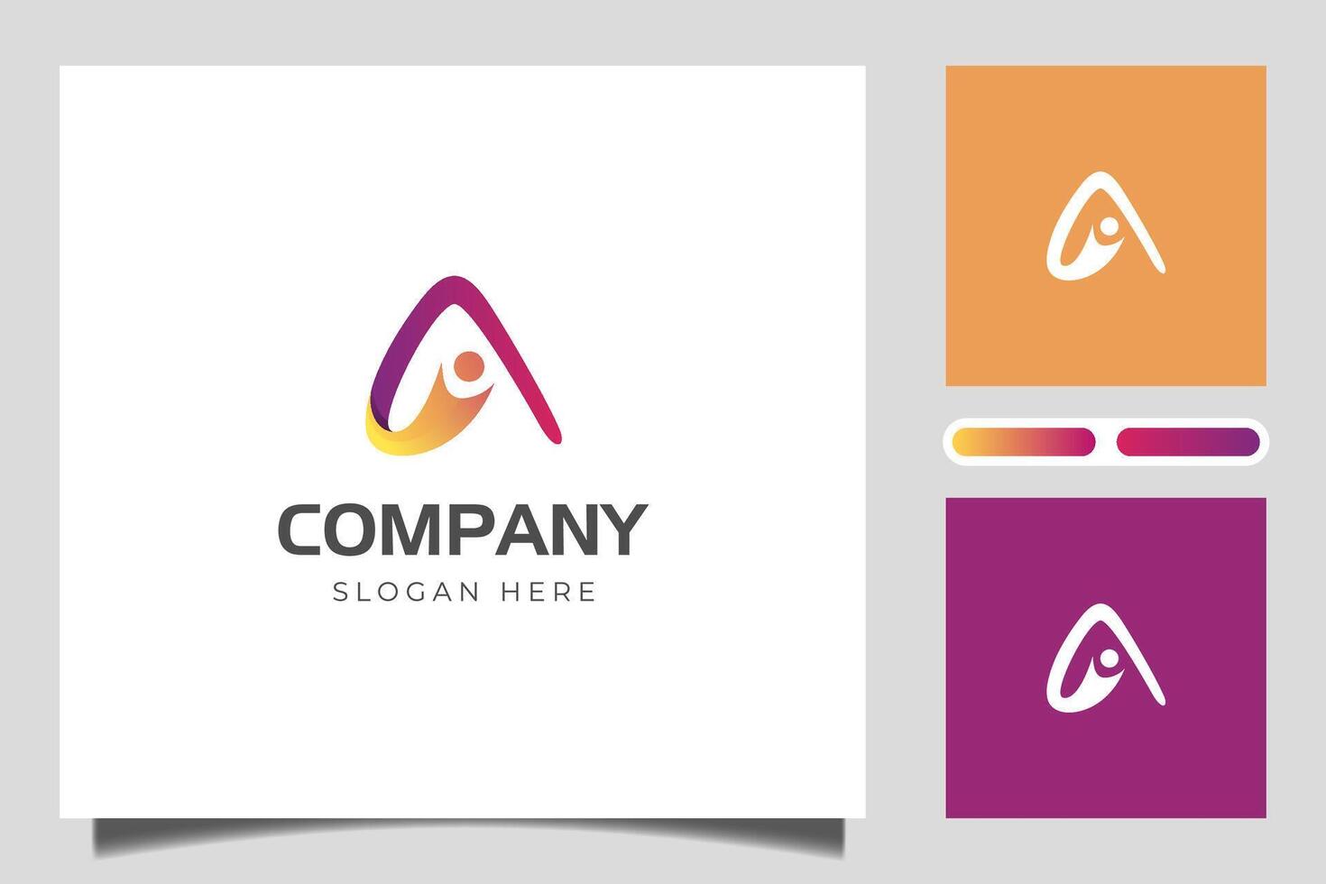 Initial A letter people logo icon design with abstract A shape graphic element for health body fit logo symbol vector