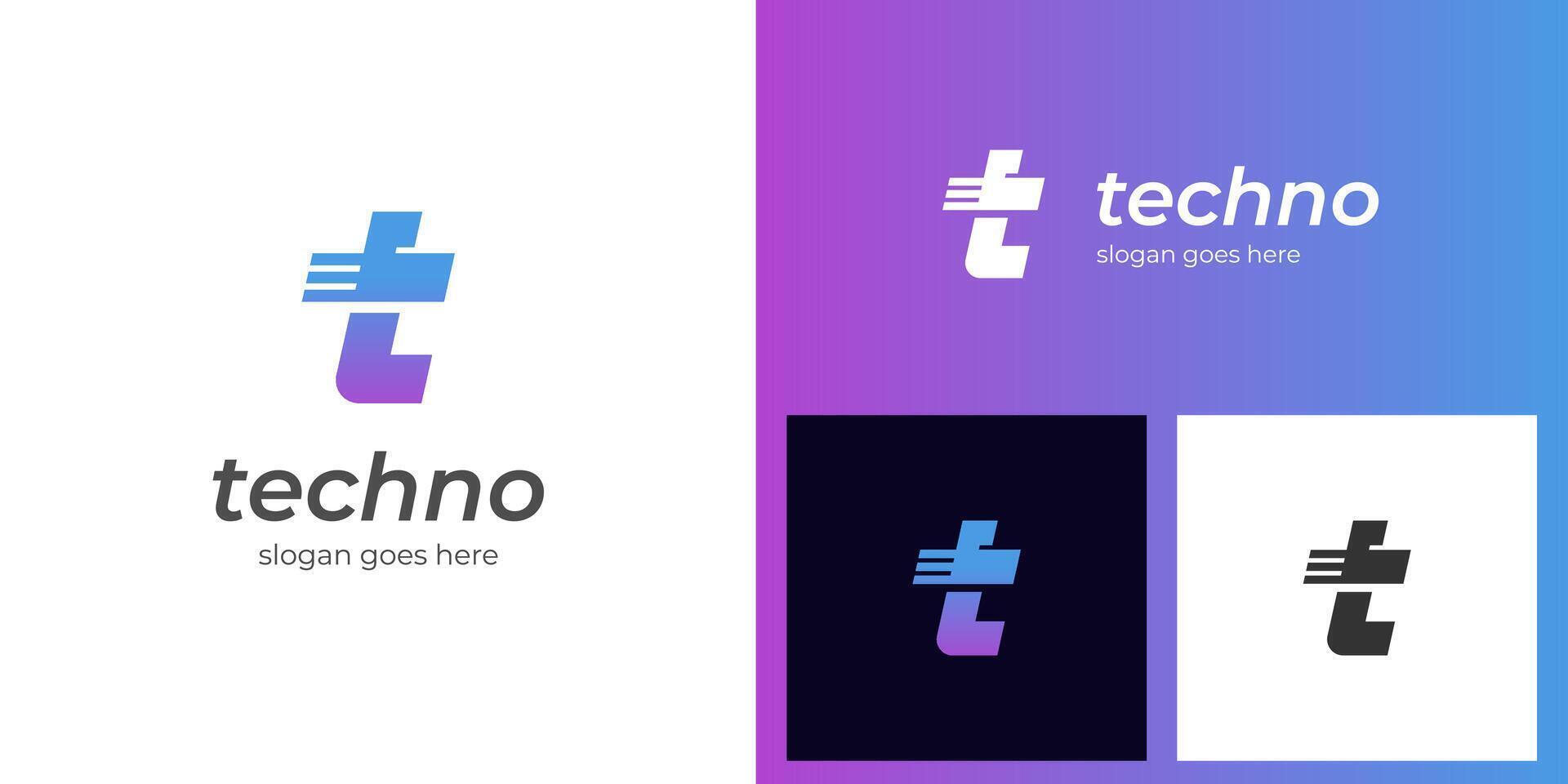 Letter t tech logo icon design with lowercase t letter logotype design concept vector