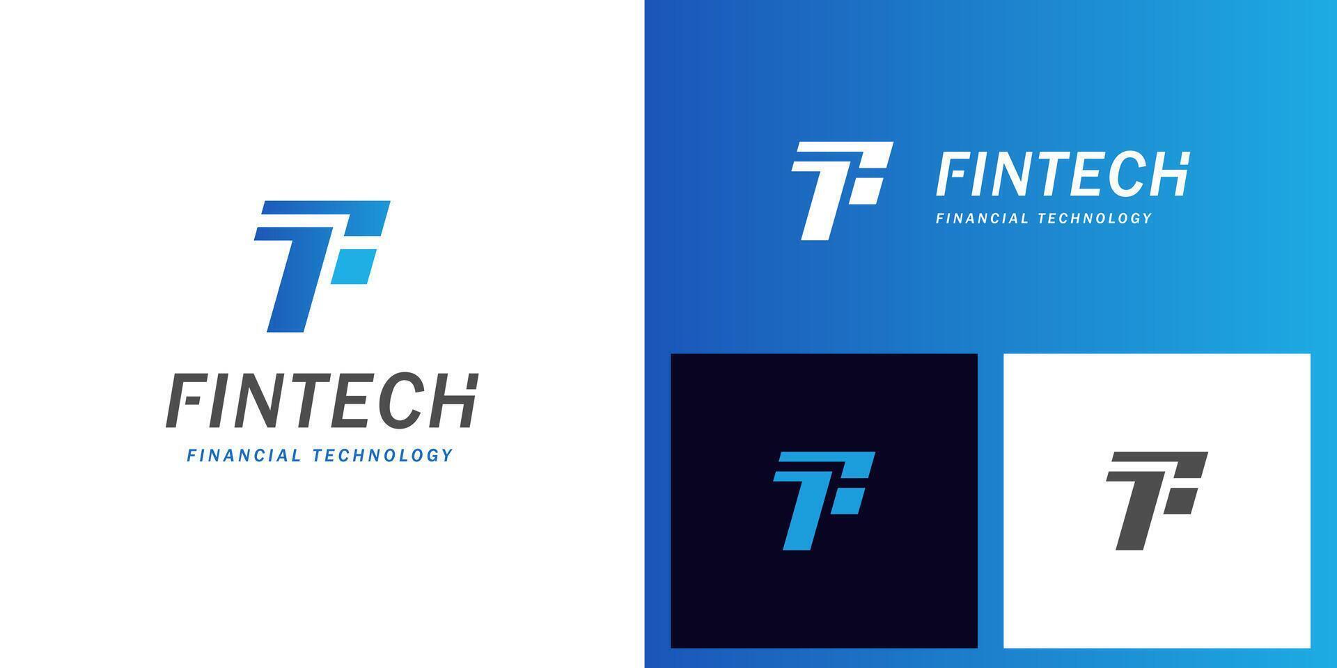 Letter f tech logo icon design for financial technology logo template vector