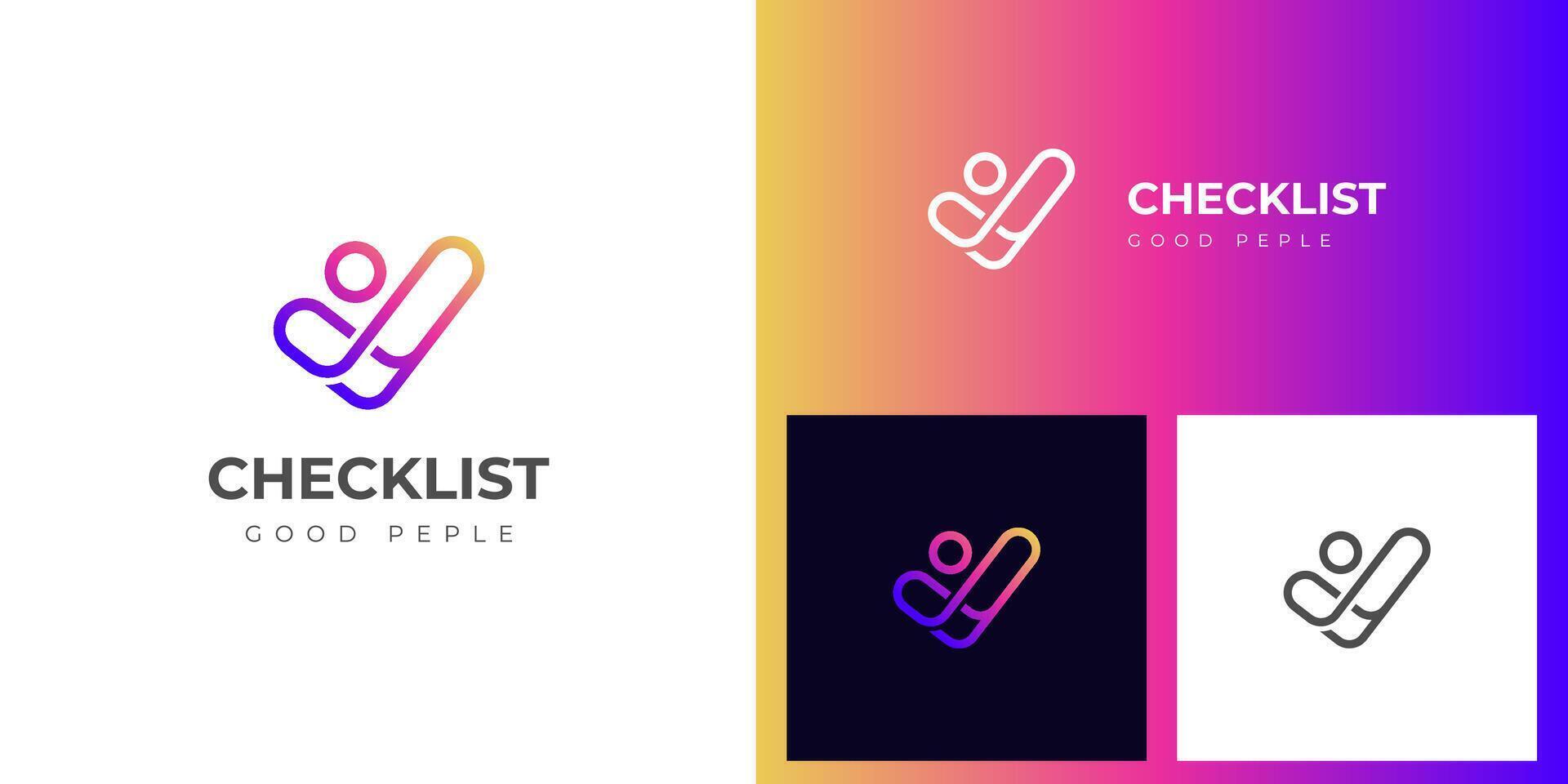 business success People Check Logo design, human good service icon symbol, analysis health check logo element vector