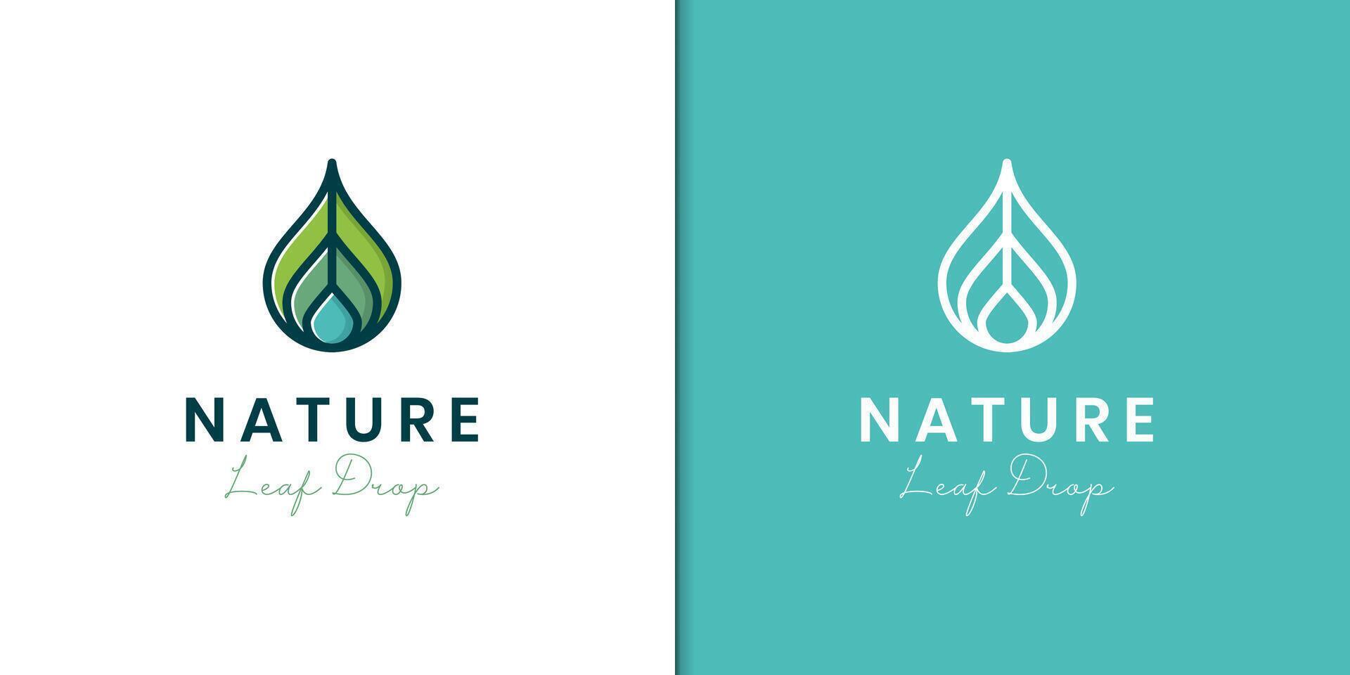 Nature dripped with oil essential logo icon design with line style graphic logo symbol vector