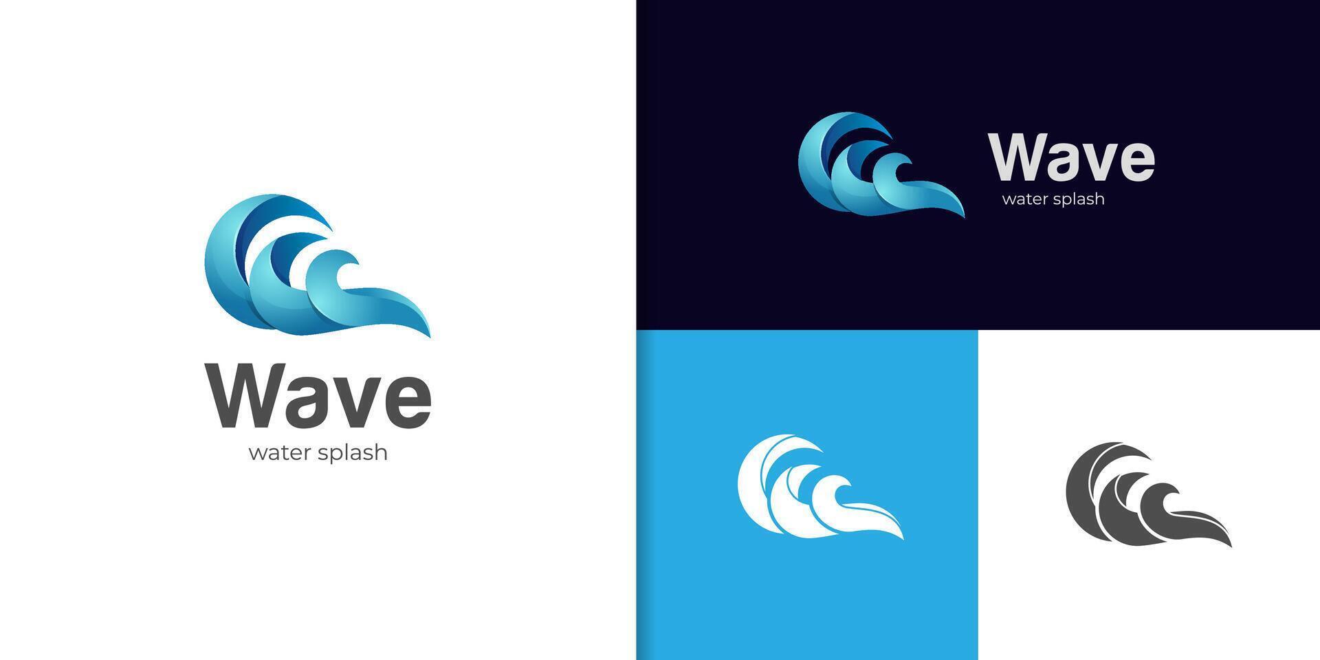 Blue waves graphic element logo design with abstract wave gradient style for beach, sea sign symbol for summer graphic vector
