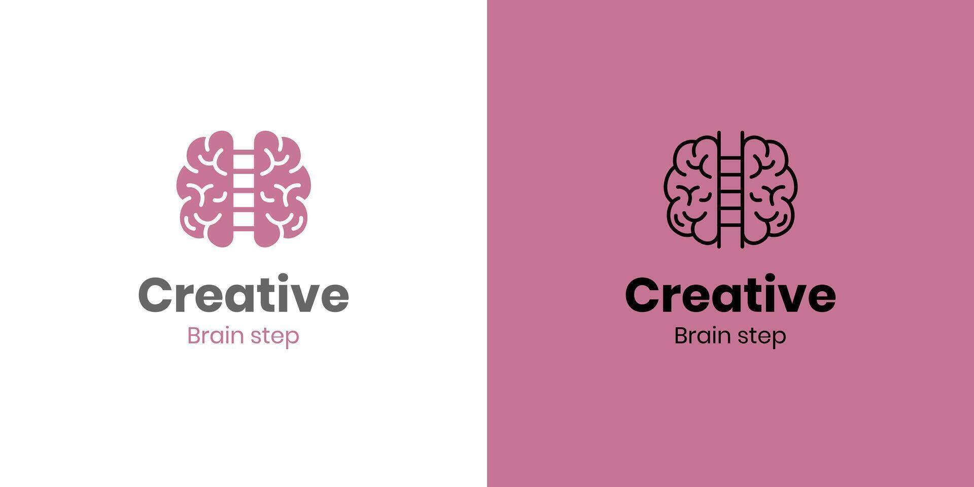 Brain up creative logo icon design, brain with ladder graphic concept for smart grow logo template vector