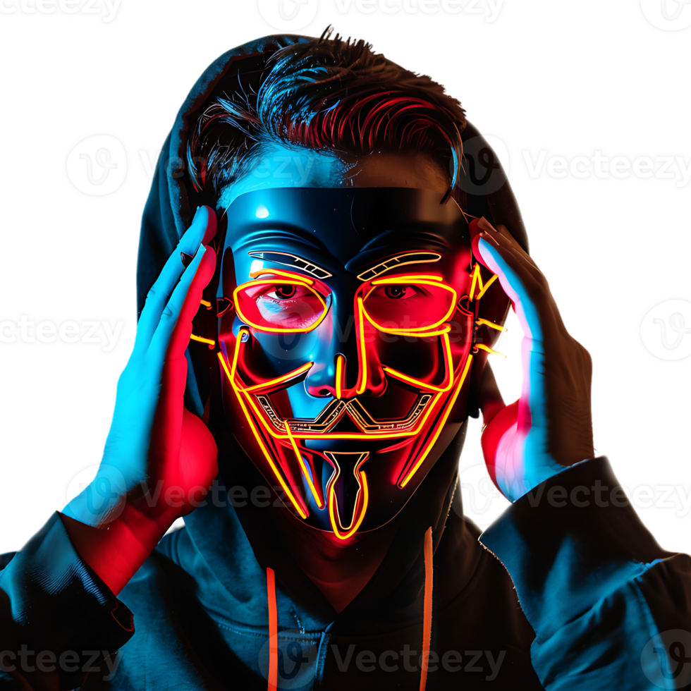 Anonymous Hacker Wearing Mask on Transparent Background png