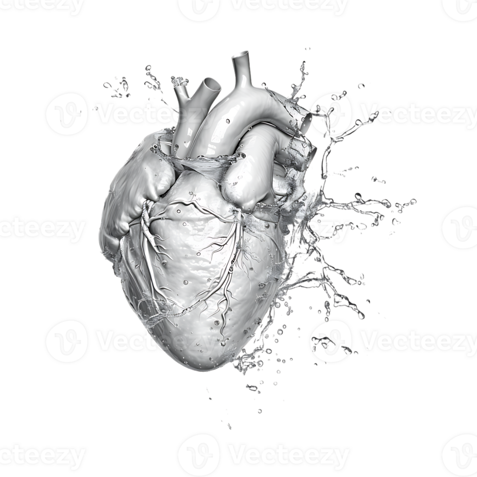 Heart Made with Water Splash on Transparent Background png