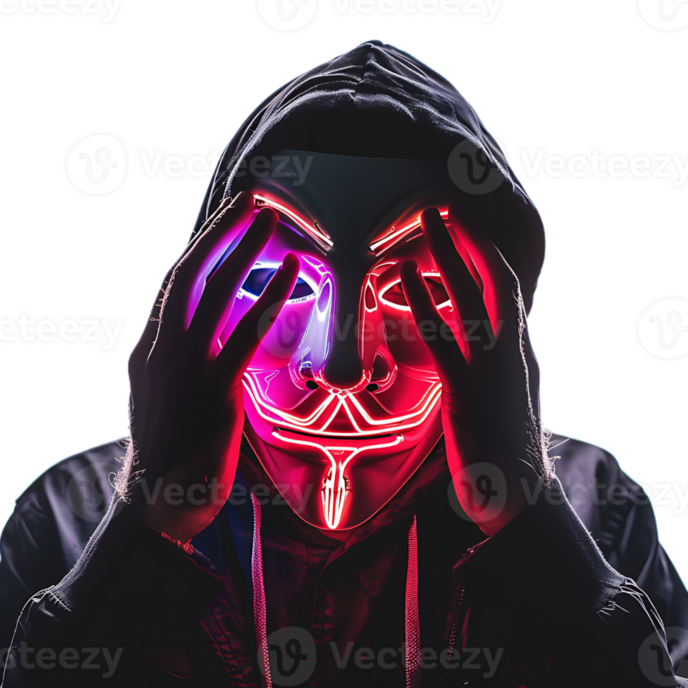 Anonymous Hacker Wearing Mask on Transparent Background png