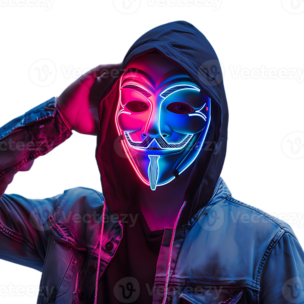 Anonymous Hacker Wearing Mask on Transparent Background png