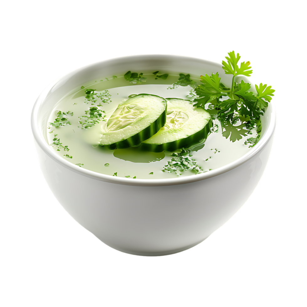 Cucumber Soup in a Bowl on Transparent Background png
