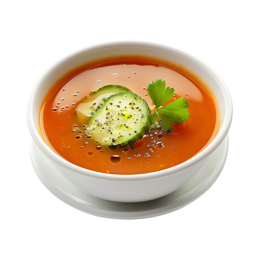 Cucumber Soup in a Bowl on Transparent Background png
