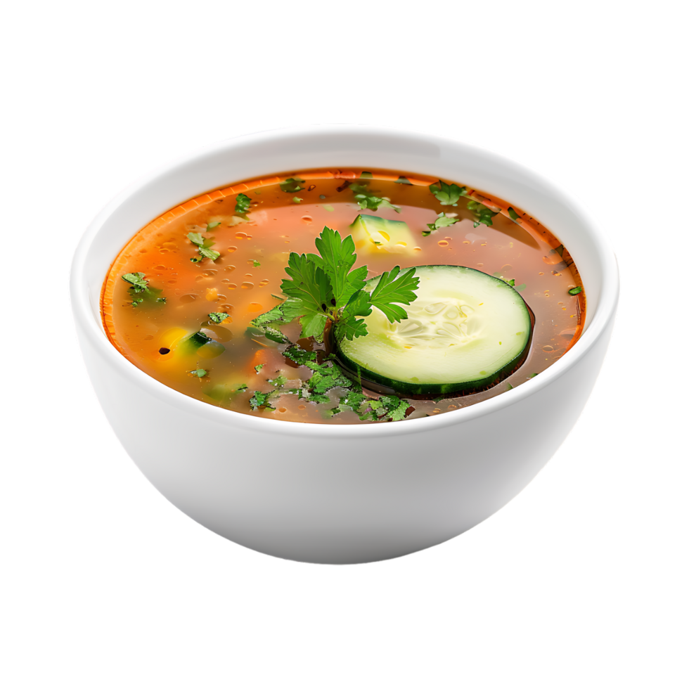 Cucumber Soup in a Bowl on Transparent Background png