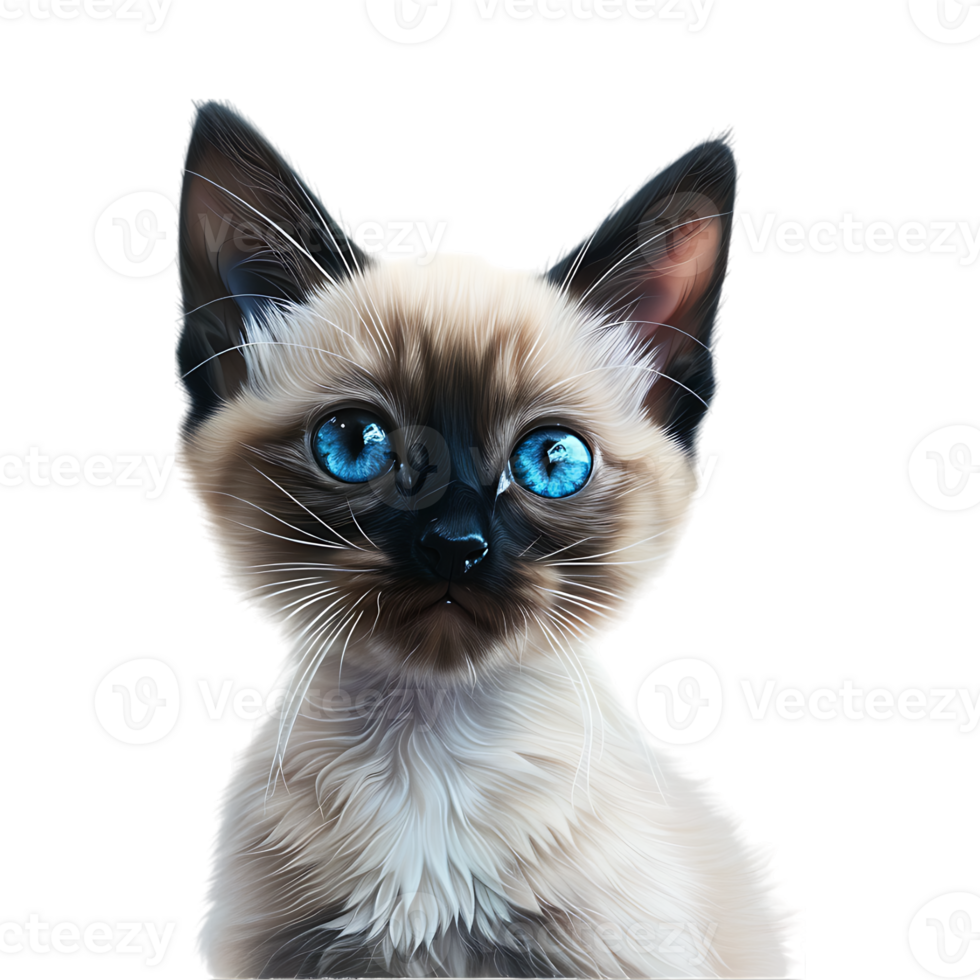 Cute Blue Eyes Kitten on Transparent Background png