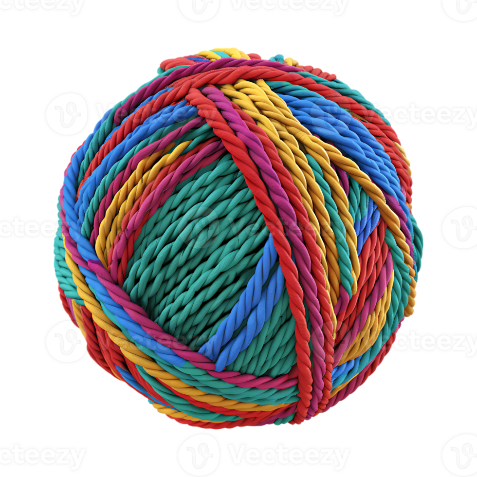 Rainbow Knitting Bowl Roll on Transparent Background png