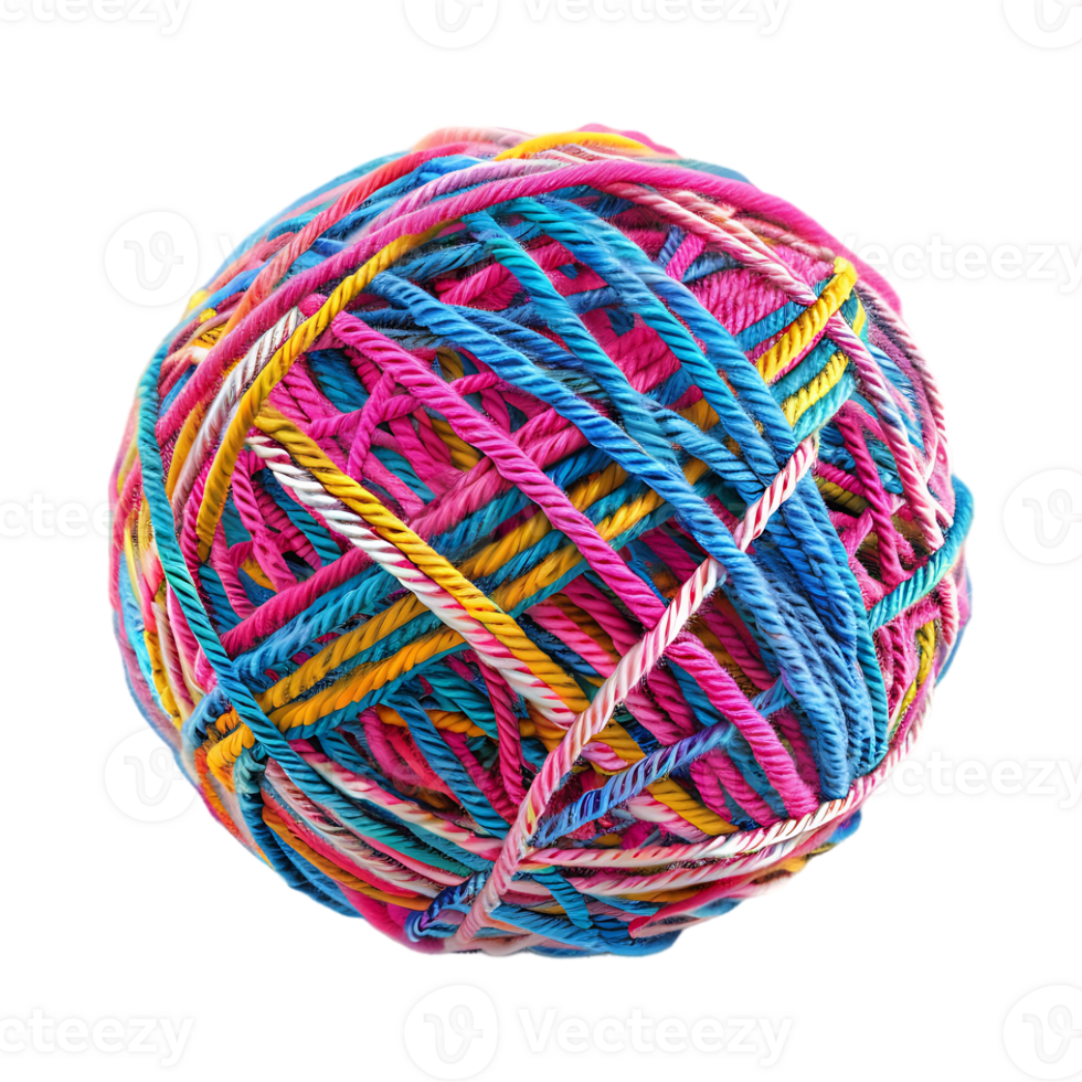 Rainbow Knitting Bowl Roll on Transparent Background png