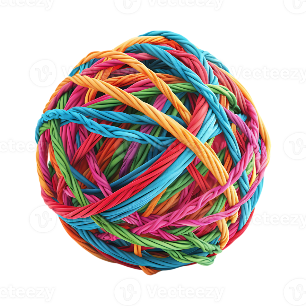 Rainbow Knitting Bowl Roll on Transparent Background png