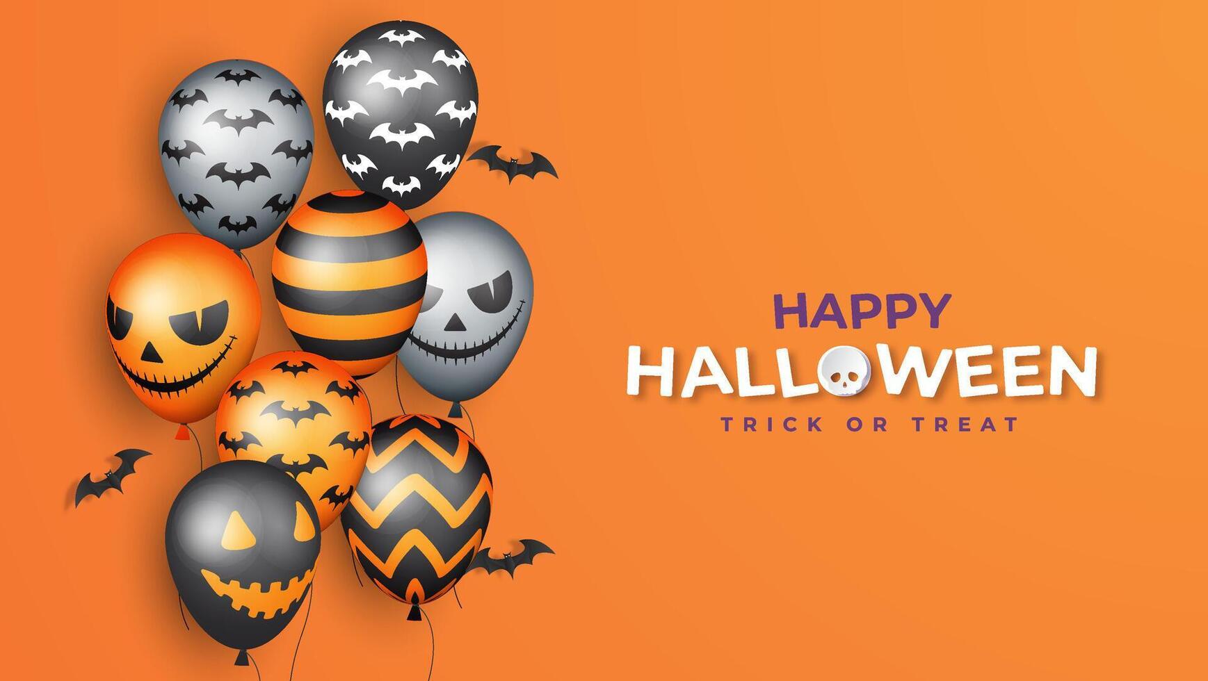 Halloween Banner with Halloween Ghost and bat Balloons. Scary air balloons. Website spooky or banner template. vector