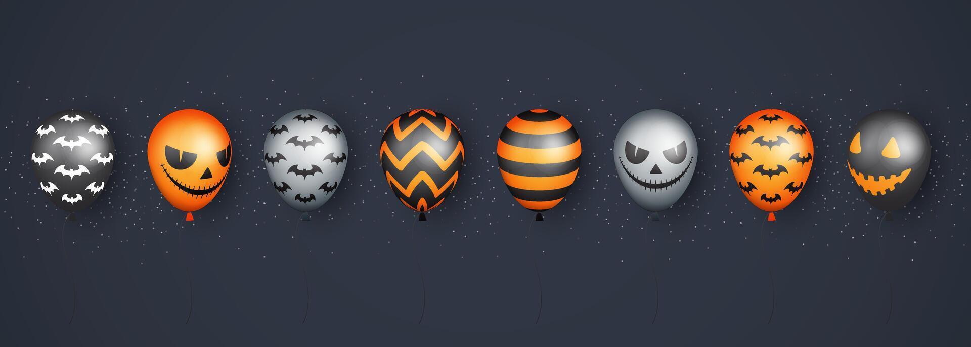 Halloween Banner with Halloween Ghost Balloons.Scary air balloons.Website spooky or banner template. vector