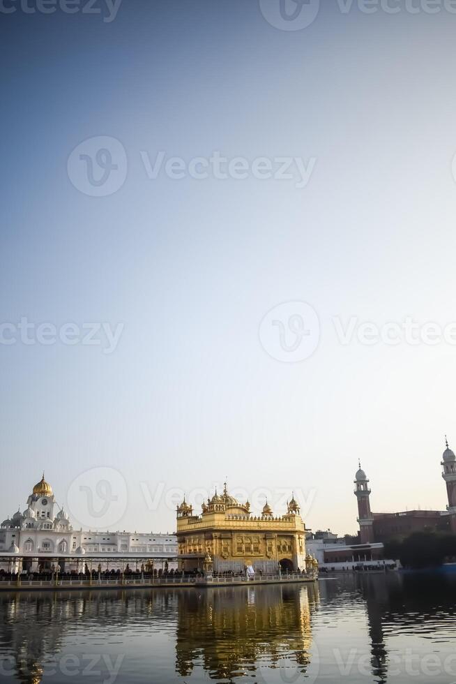 Beautiful view of Golden Temple - Harmandir Sahib in Amritsar, Punjab, India, Famous indian sikh landmark, Golden Temple, the main sanctuary of Sikhs in Amritsar, India photo