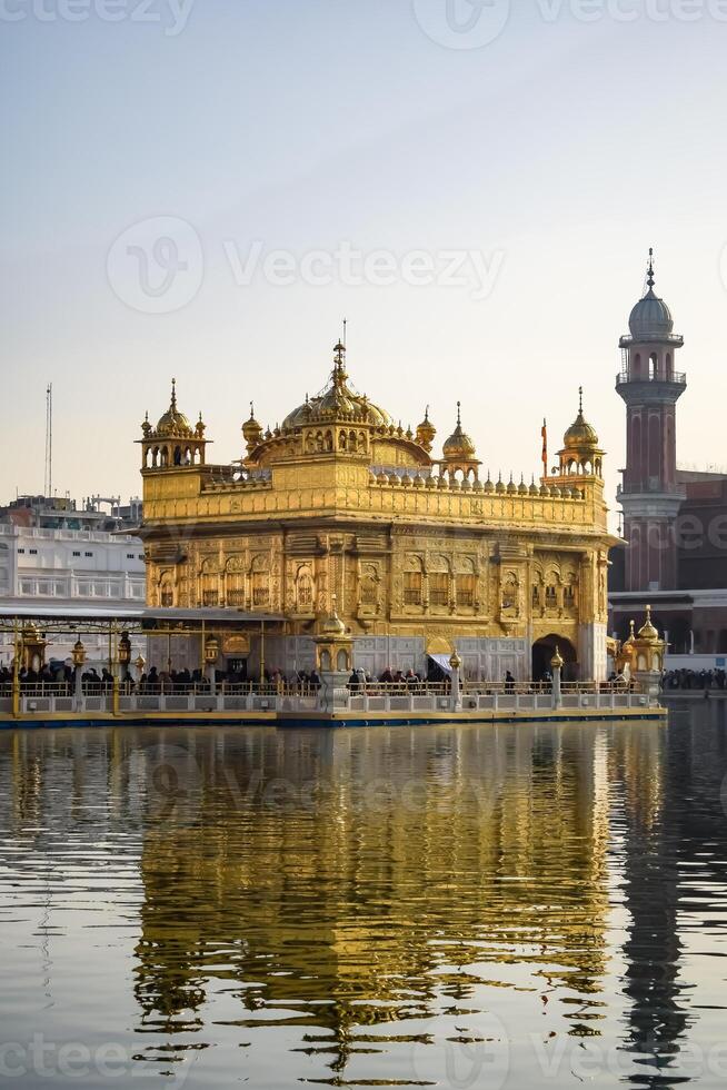 Beautiful view of Golden Temple - Harmandir Sahib in Amritsar, Punjab, India, Famous indian sikh landmark, Golden Temple, the main sanctuary of Sikhs in Amritsar, India photo
