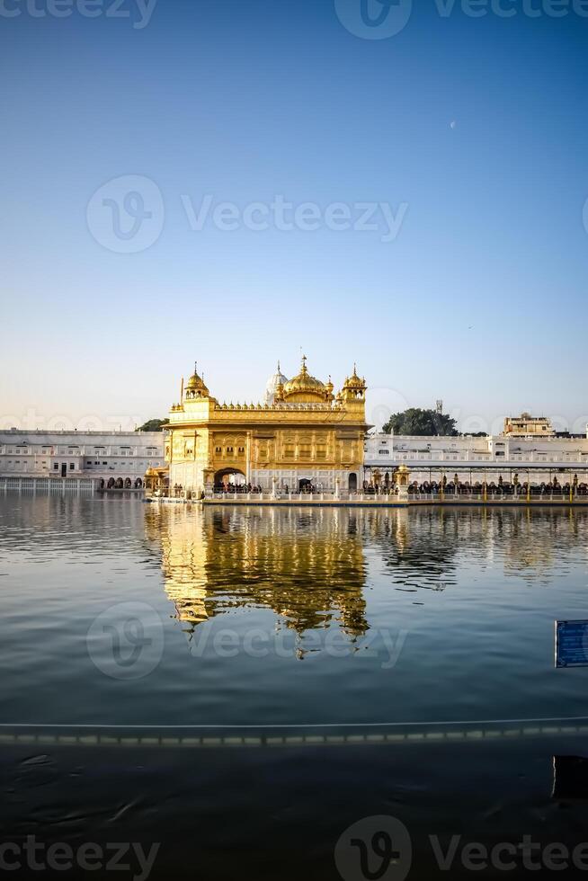 Beautiful view of Golden Temple - Harmandir Sahib in Amritsar, Punjab, India, Famous indian sikh landmark, Golden Temple, the main sanctuary of Sikhs in Amritsar, India photo