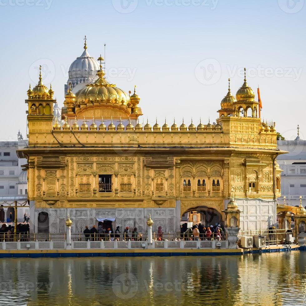 Beautiful view of Golden Temple - Harmandir Sahib in Amritsar, Punjab, India, Famous indian sikh landmark, Golden Temple, the main sanctuary of Sikhs in Amritsar, India photo