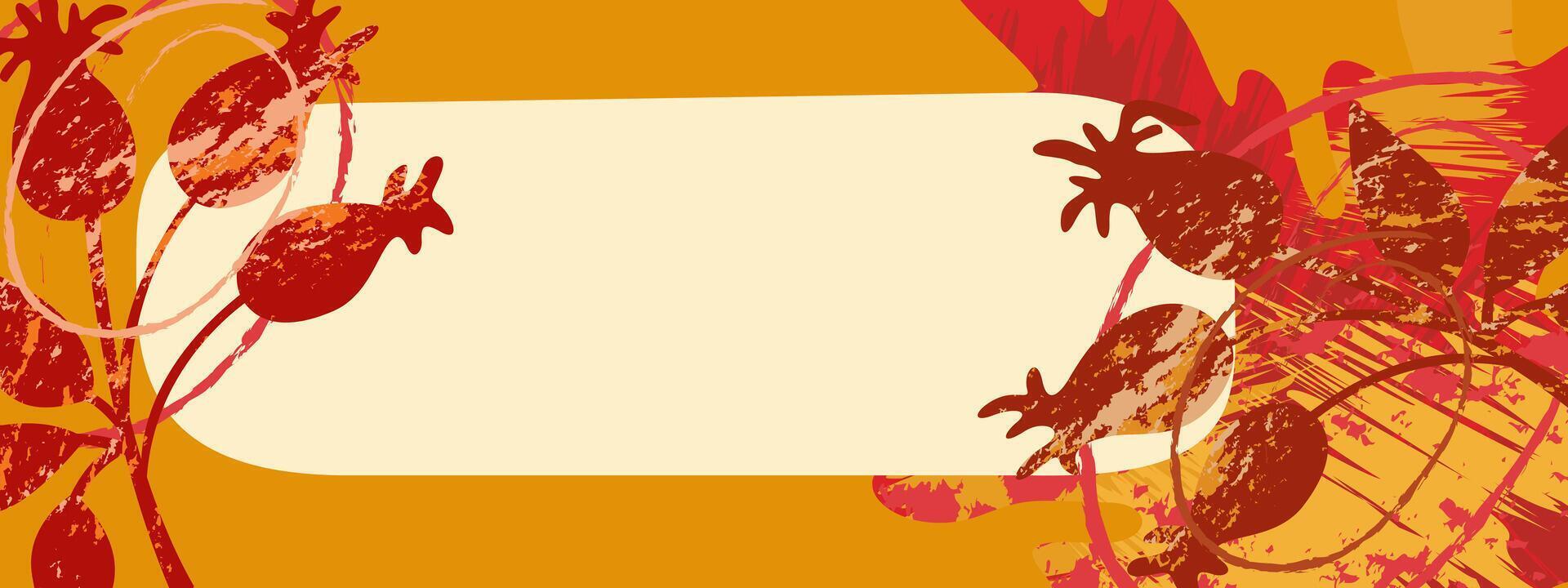 Autumn Fall Abstract Trendy Background with Leaves Berries Grunge style Hand drawn Thanksgiving Collection Invitation Poster Postcard Poster Decorations Leaflet Advertisement Sale Discounted vector