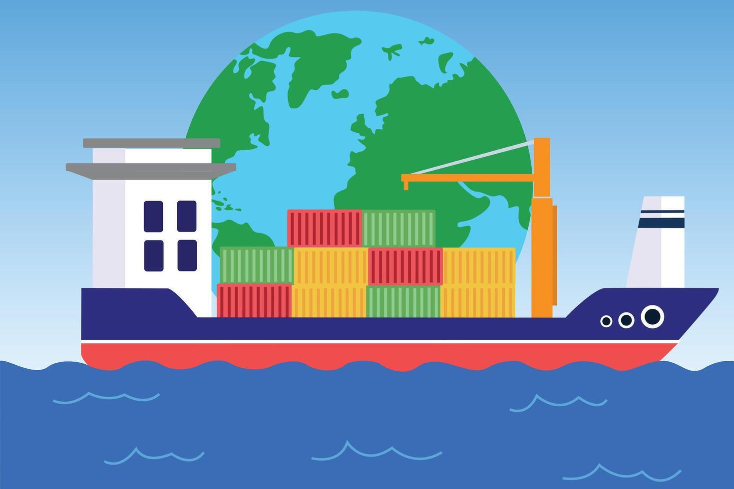 International logistics and cargo delivery concept. Colored flat illustration isolated. vector