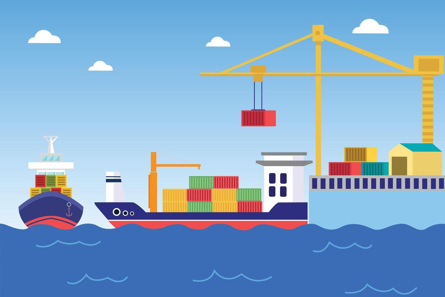 International logistics and cargo delivery concept. Colored flat illustration isolated. vector