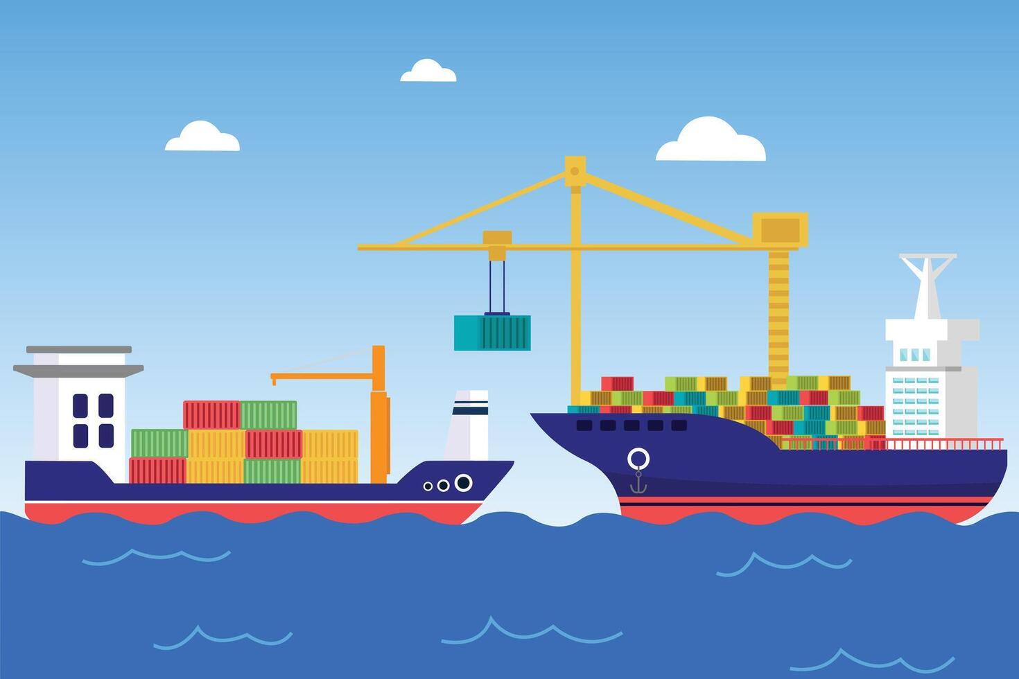International logistics and cargo delivery concept. Colored flat illustration isolated. vector