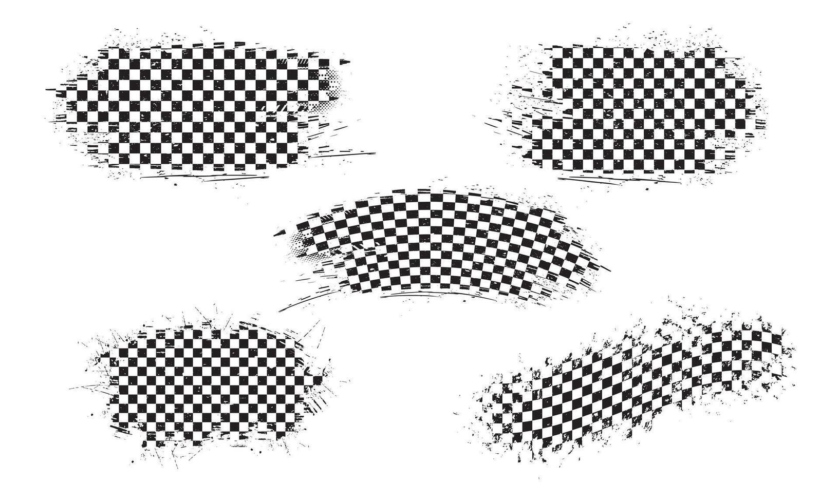Collection of grunge style checkered racing flag vector