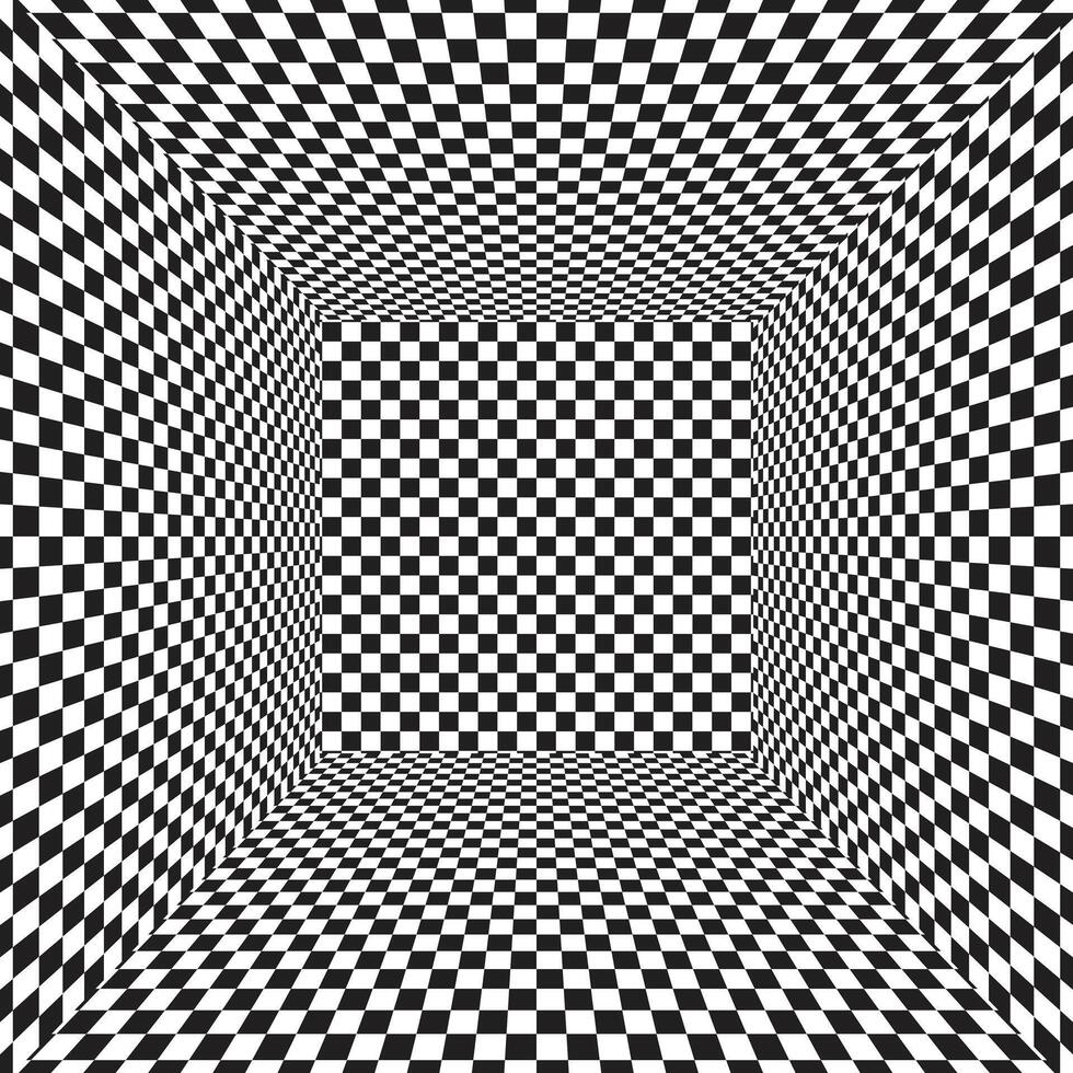 Checkered perspective hallway illustration square background vector