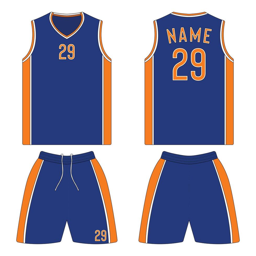 Basketball jersey uniform mockup front and back view vector