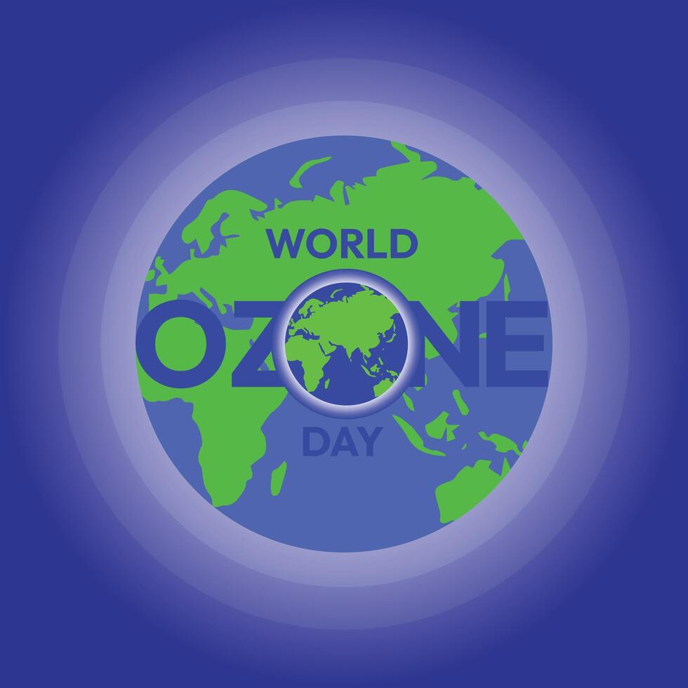 world ozone day design, ozone layers with earth and blue background. vector