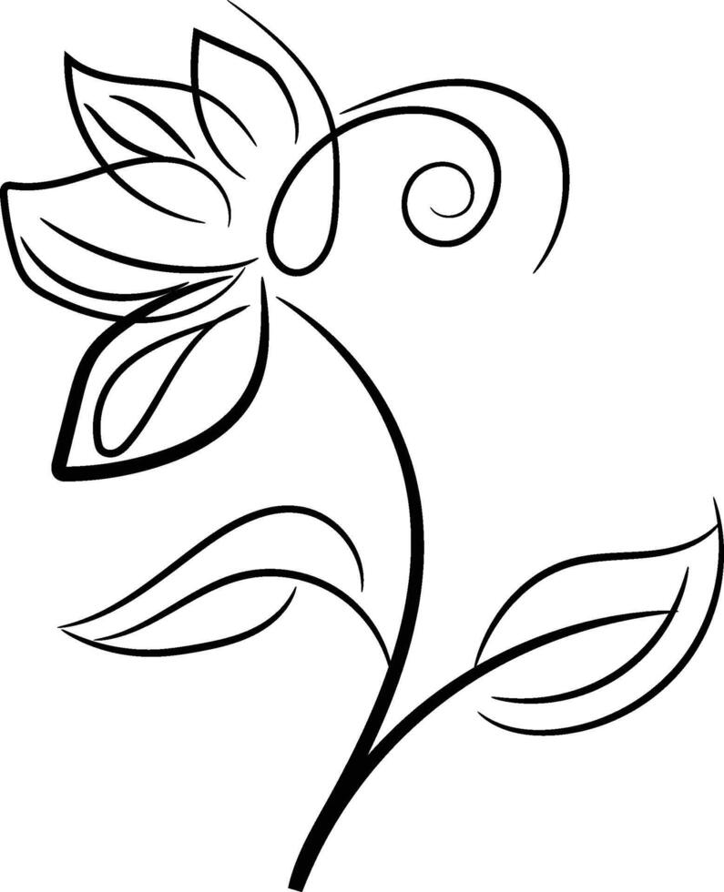 Hand drawn flat design simple flower outline vector