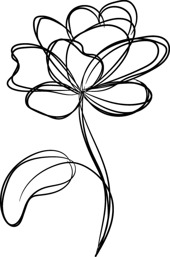 Hand drawn flat design simple flower outline vector
