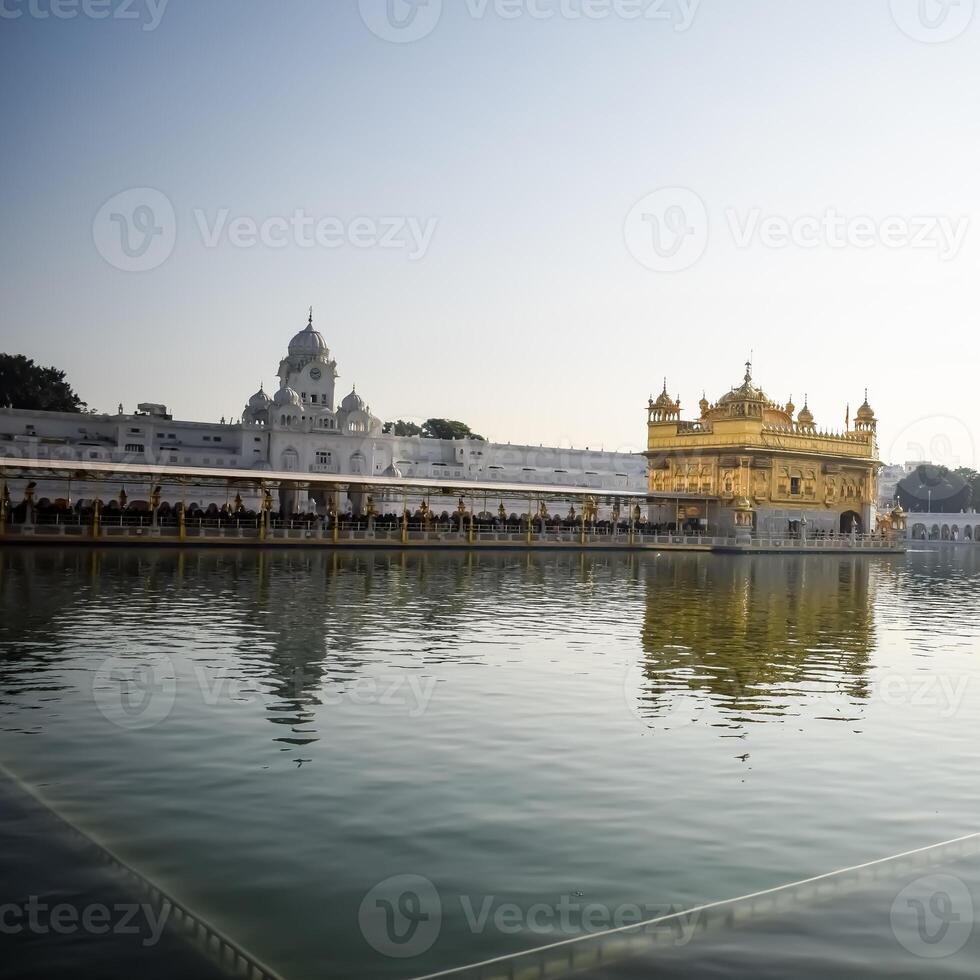 Beautiful view of Golden Temple - Harmandir Sahib in Amritsar, Punjab, India, Famous indian sikh landmark, Golden Temple, the main sanctuary of Sikhs in Amritsar, India photo