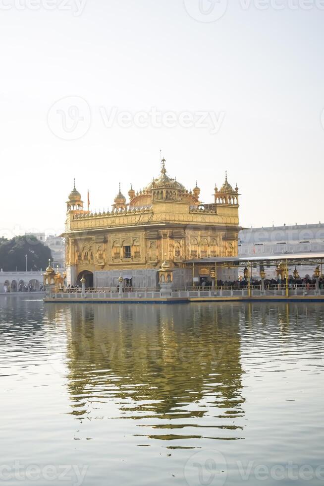 Beautiful view of Golden Temple - Harmandir Sahib in Amritsar, Punjab, India, Famous indian sikh landmark, Golden Temple, the main sanctuary of Sikhs in Amritsar, India photo