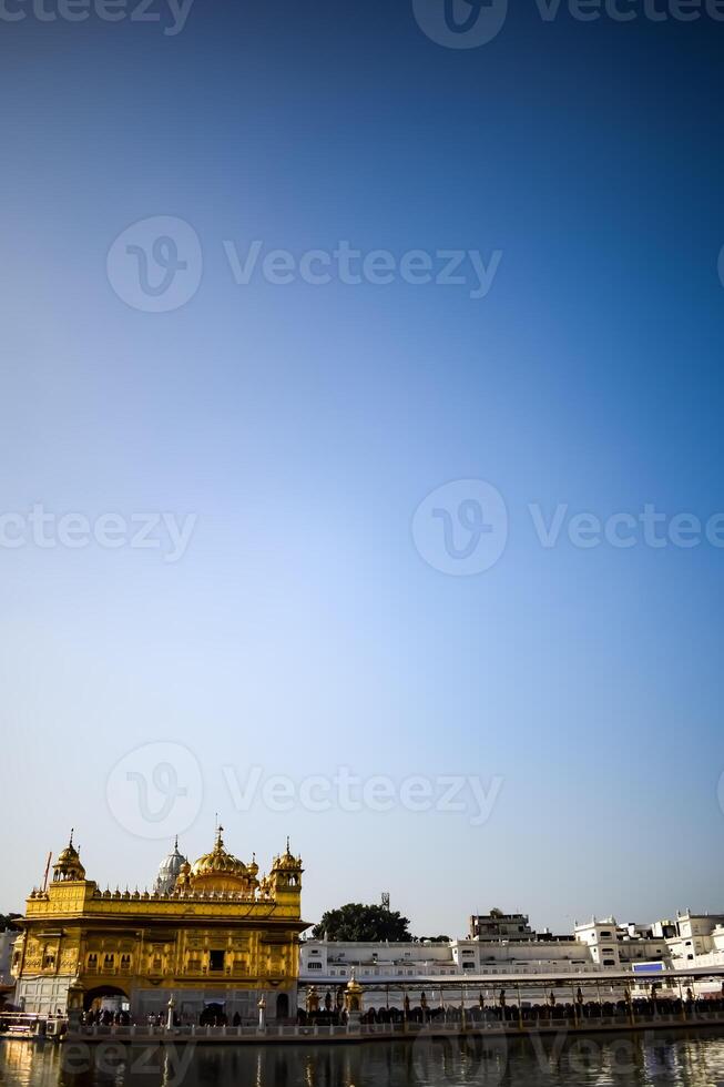 Beautiful view of Golden Temple - Harmandir Sahib in Amritsar, Punjab, India, Famous indian sikh landmark, Golden Temple, the main sanctuary of Sikhs in Amritsar, India photo