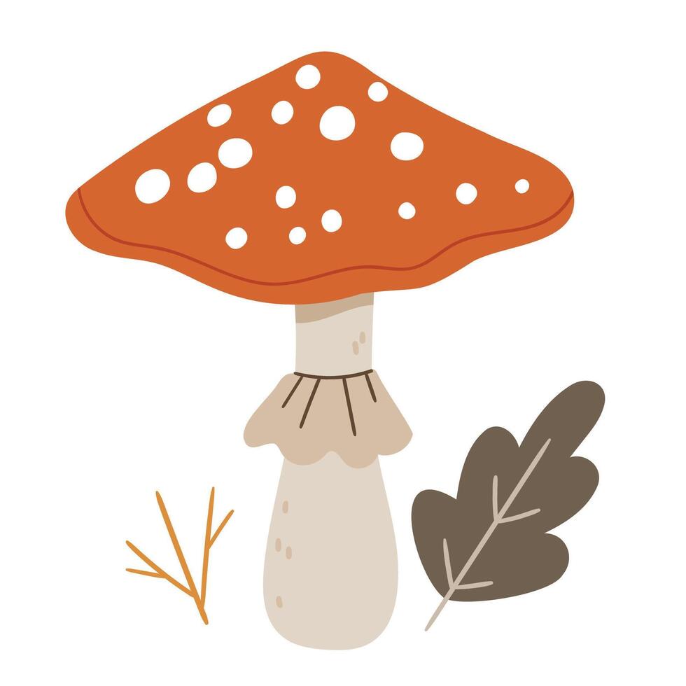 Amanita and autumn leaves.Seasonal autumn with mushroom. vector