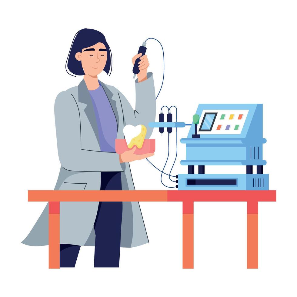 Handy flat illustration depicting dental scaling vector