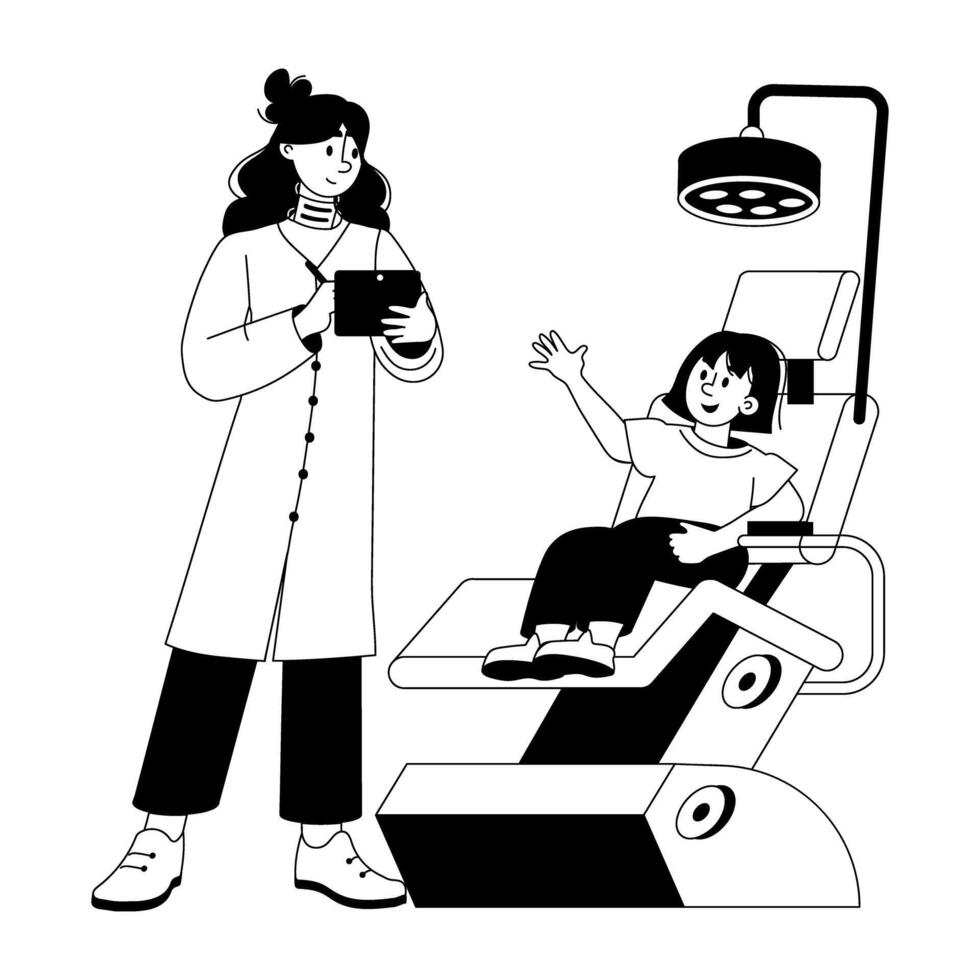 Modern flat illustration of a paediatric dentist vector