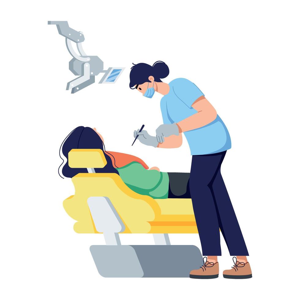 Easy to edit flat illustration of dental checkup vector