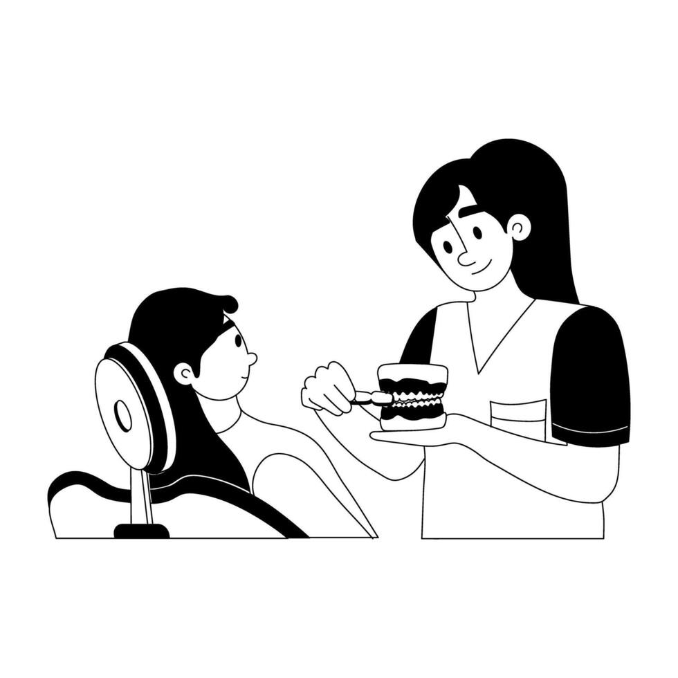 Grab this flat illustration of dental consultation vector
